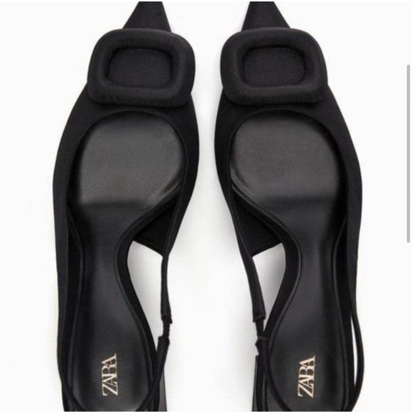 NWOT ZARA SLINGBACK SHOES WITH EMBELLISHED DETAILBLACK SIZE 7.5 | 2219/110 - Picture 3 of 9